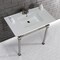 Kingston Brass KVPB37224Q6 37-Inch Console Sink with Stainless Steel Legs (4-Inch, 3 Hole), White/Polished Nickel KVPB37224Q6 - alternate 3